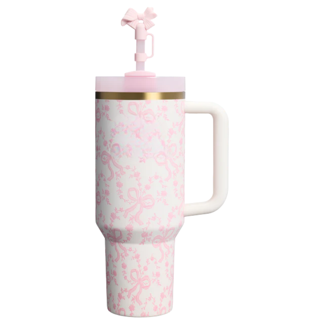 40oz Luxury Quencher Tumbler – Chantilly Bow Edition