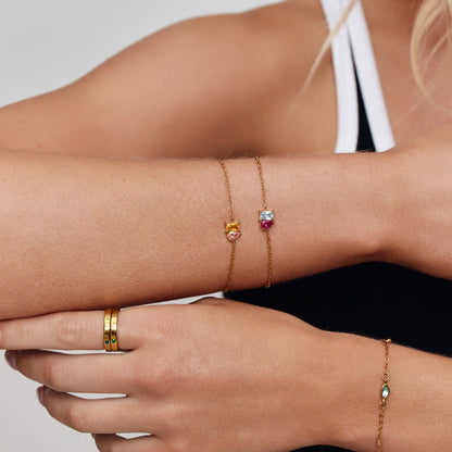 Personalised duo birthstone bracelet in silver — Olivia Jewelry