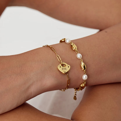 Heart Lock Initial Bracelet