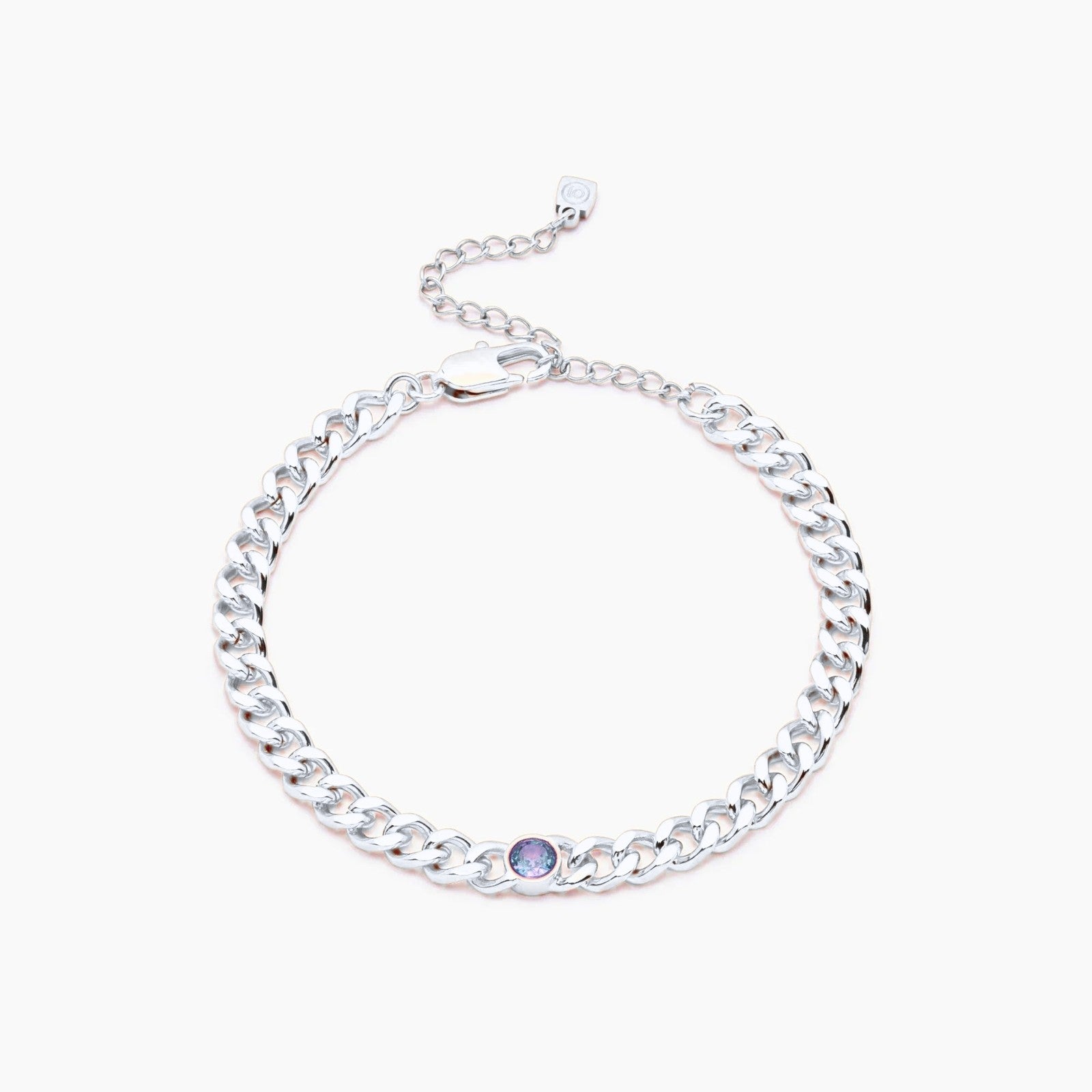 curb-chain-birthstone-bracelet — Silver / Dec-Blue Topaz