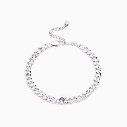 curb-chain-birthstone-bracelet — Silver / Dec-Blue Topaz
