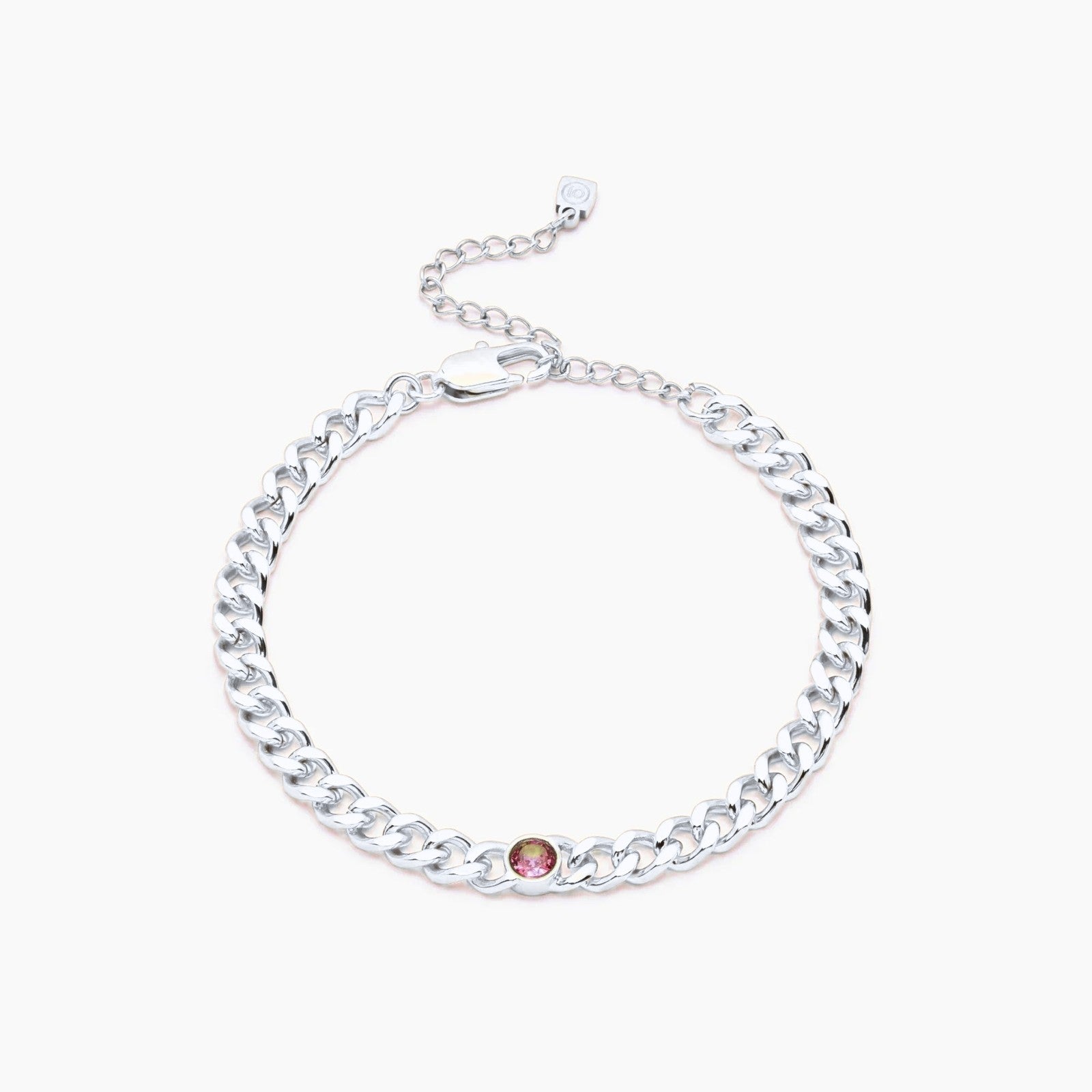 curb-chain-birthstone-bracelet — Silver / Jul-Ruby