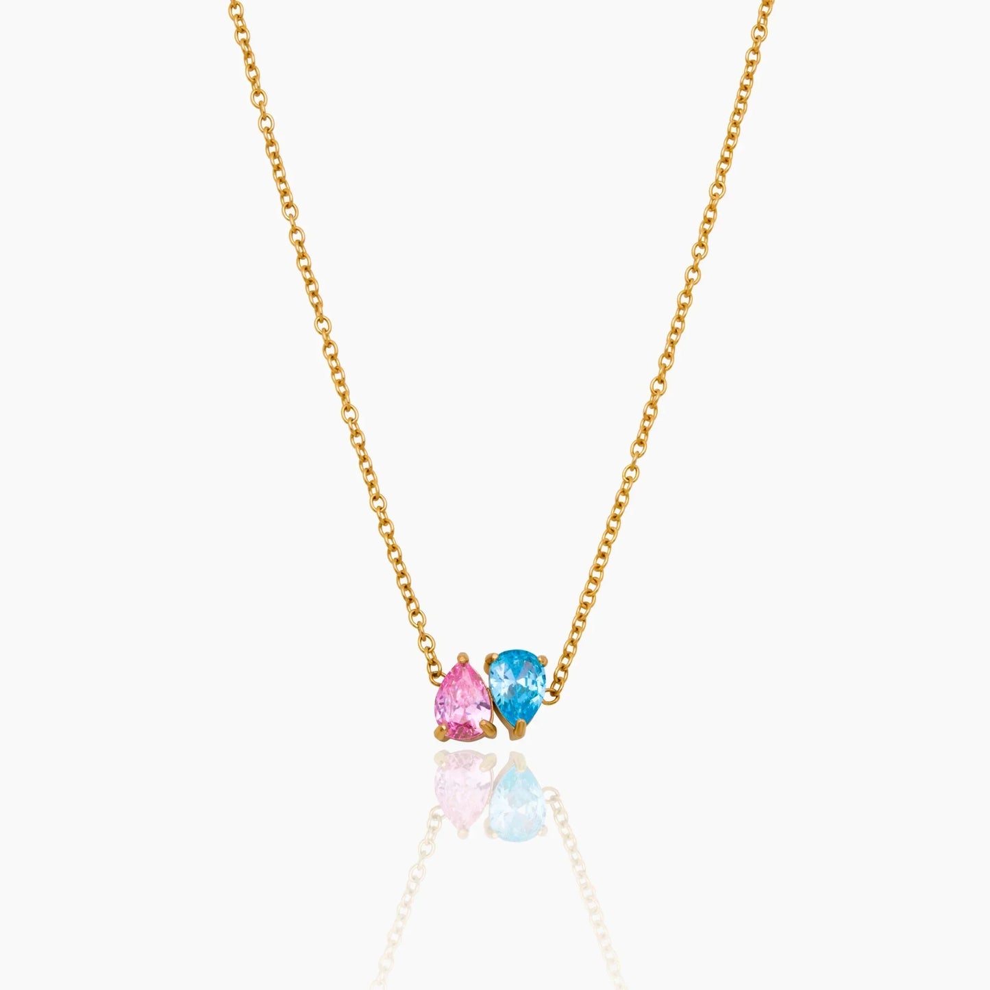 Duo Teardrop Birthstone Necklace
