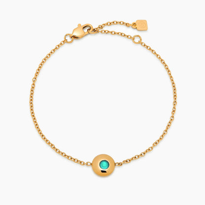 mini-birthstone-charm-bracelet — Gold / Mar-Aquamarine