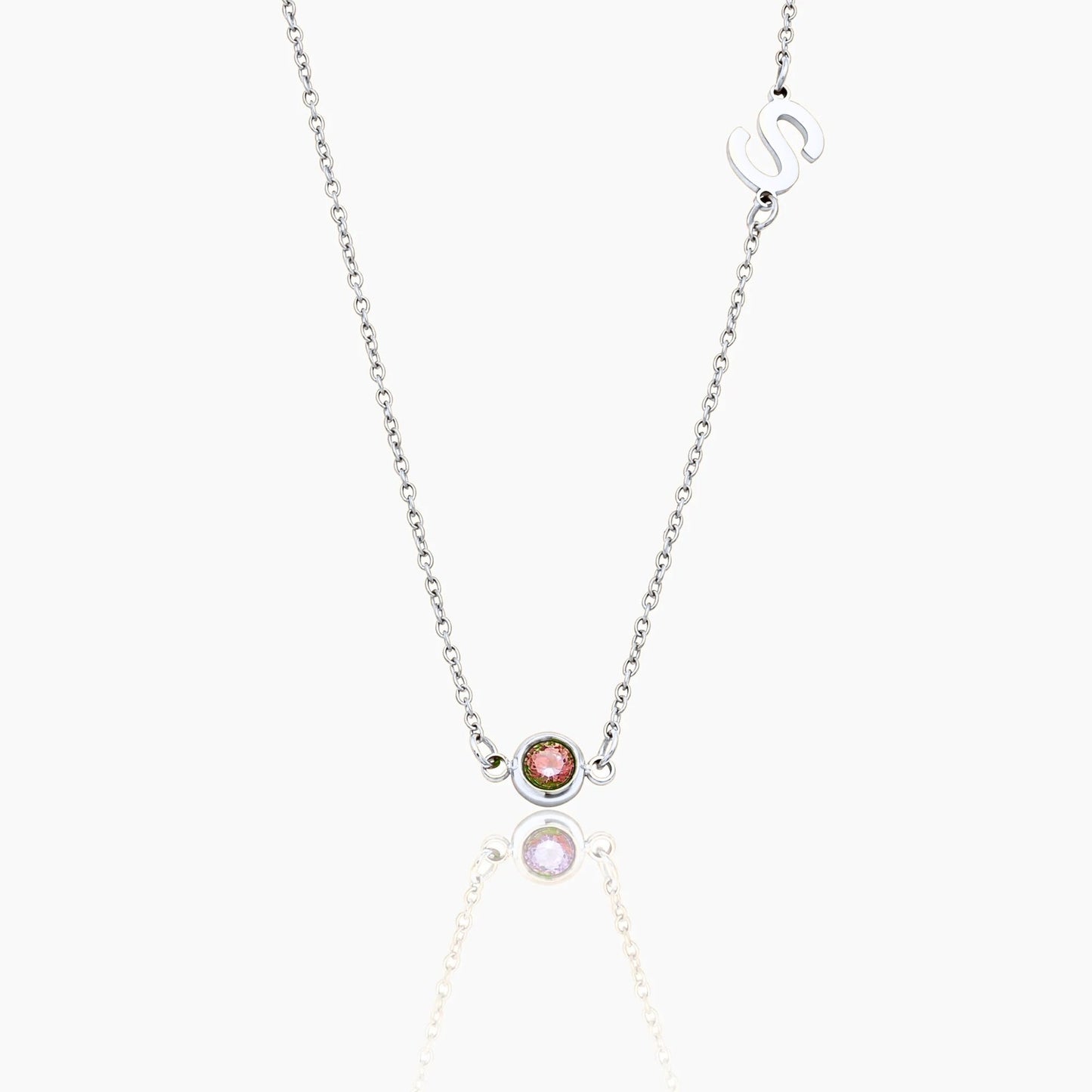 side-set-initial-birthstone-necklace — Silver / Nov-Citrine