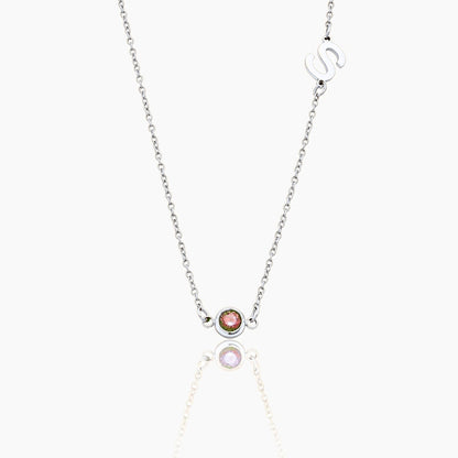 side-set-initial-birthstone-necklace — Silver / Nov-Citrine